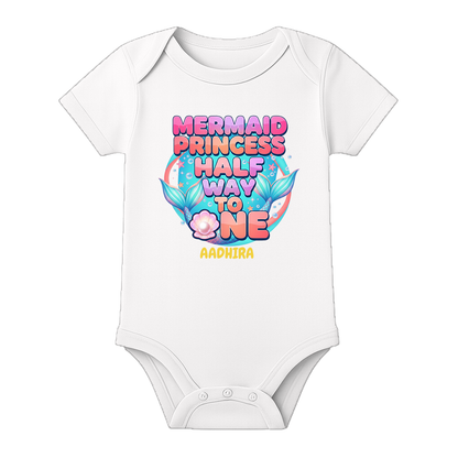 6 Month Baby Celebration Outfit Personalized - WHITE - 0 - 3 Months (Chest 18")
