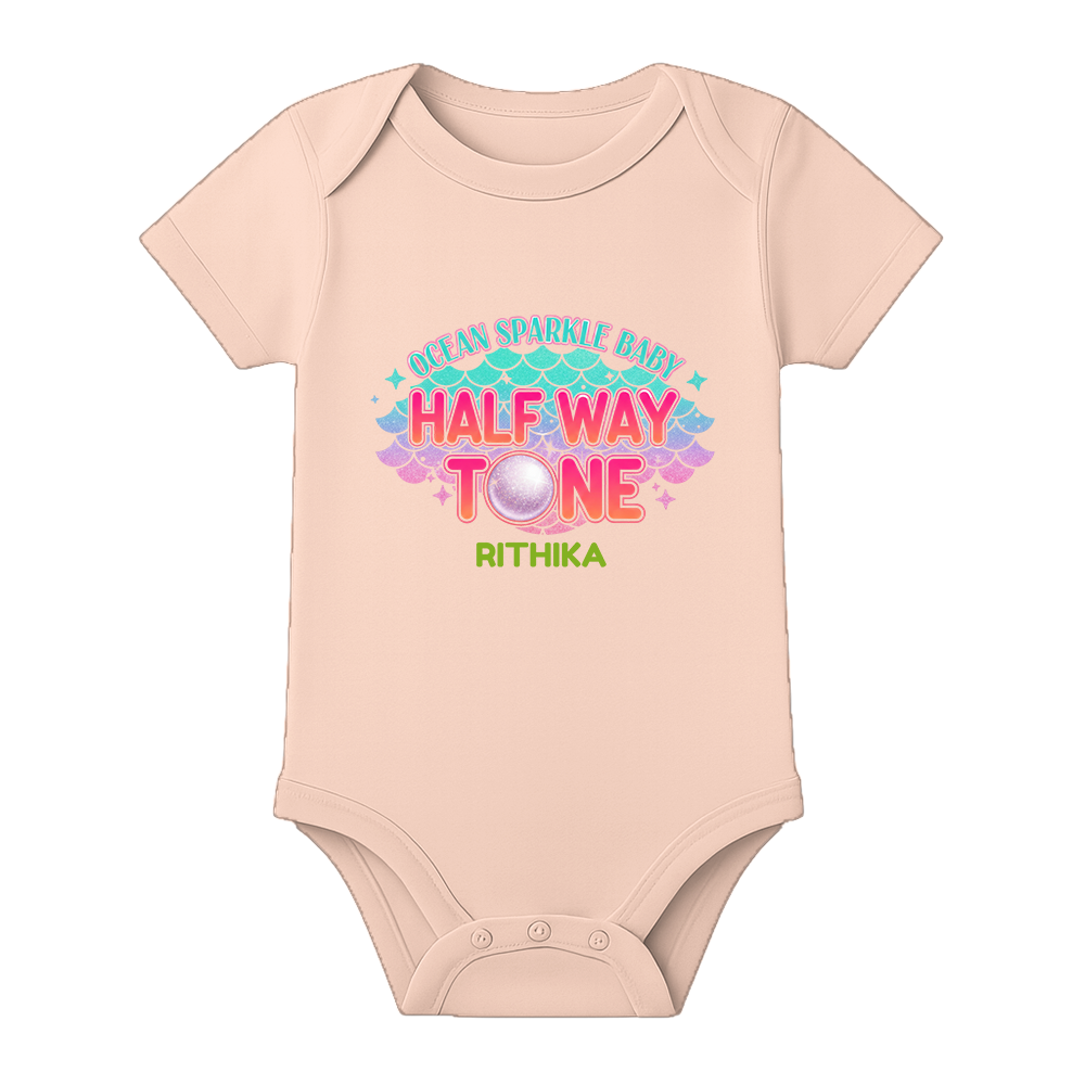 Half Birthday Cute Baby Onesie Name Printed - BABY PEACH - 0 - 3 Months (Chest 18")