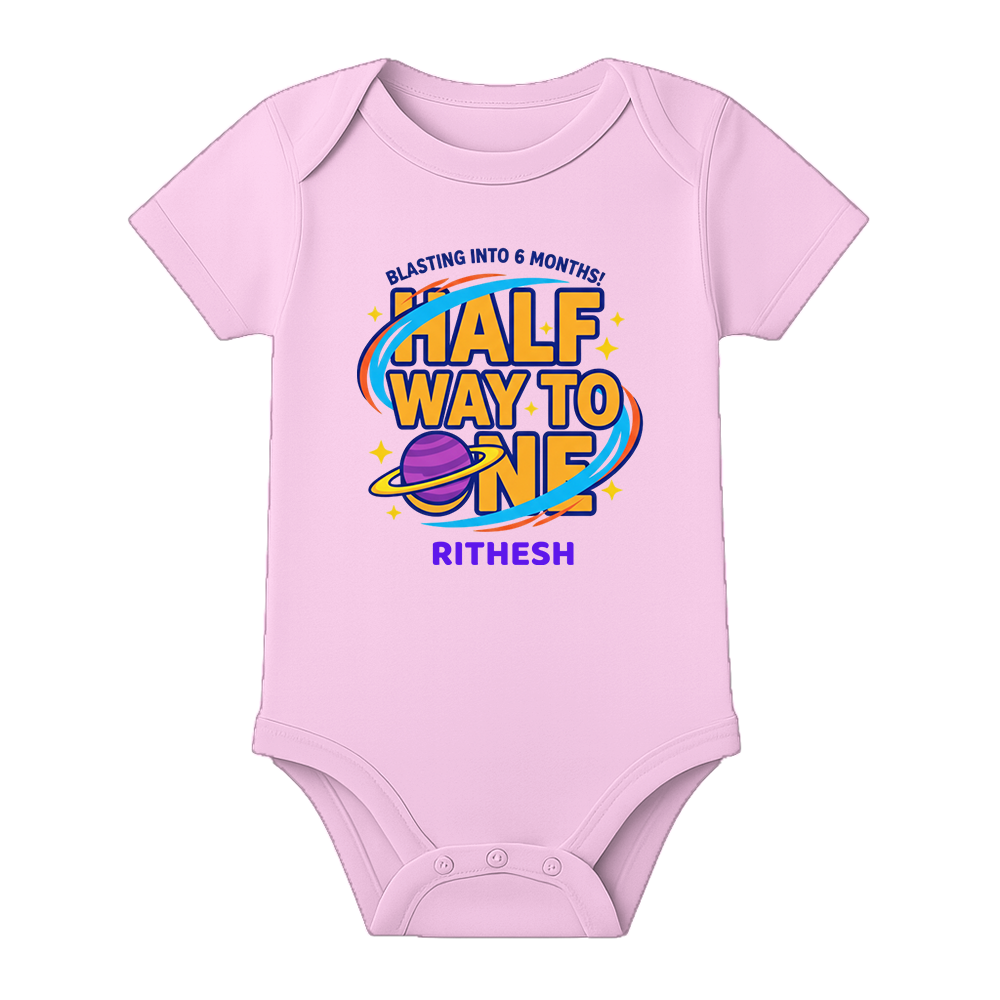 6 Month Baby Keepsake Outfit Custom Print - BABY PINK - 0 - 3 Months (Chest 18")