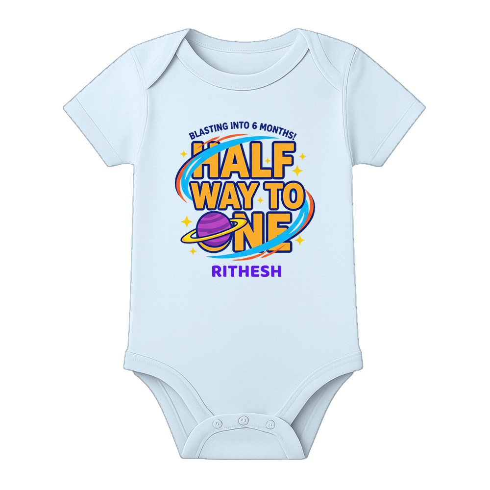 6 Month Baby Keepsake Outfit Custom Print - BABY SKY - 0 - 3 Months (Chest 18")