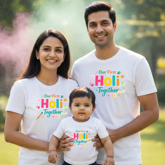 Holi Hai Family Matching T Shirts – Group Celebration Festival Wear