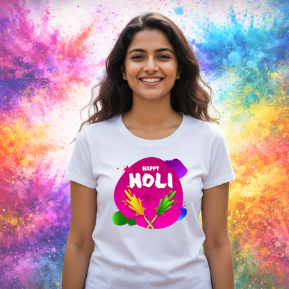 Holi White T-Shirt for Men Women Kids – Color Blast Edition
