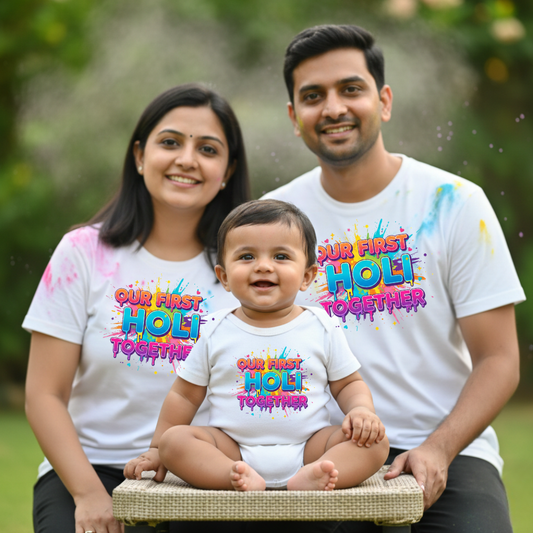 Family Holi T Shirts Combo Pack – Matching Outfits for Parents and Kids