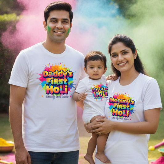 Holi Family Matching T Shirts – Cotton Festival Clothing for All Ages
