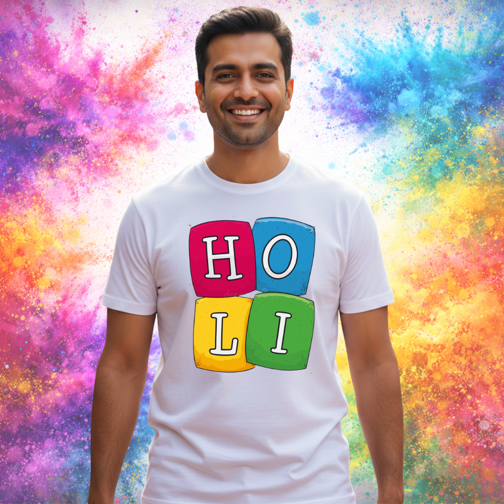 Holi Graphic Tee for Men Women Kids – Colorful Vibes Edition