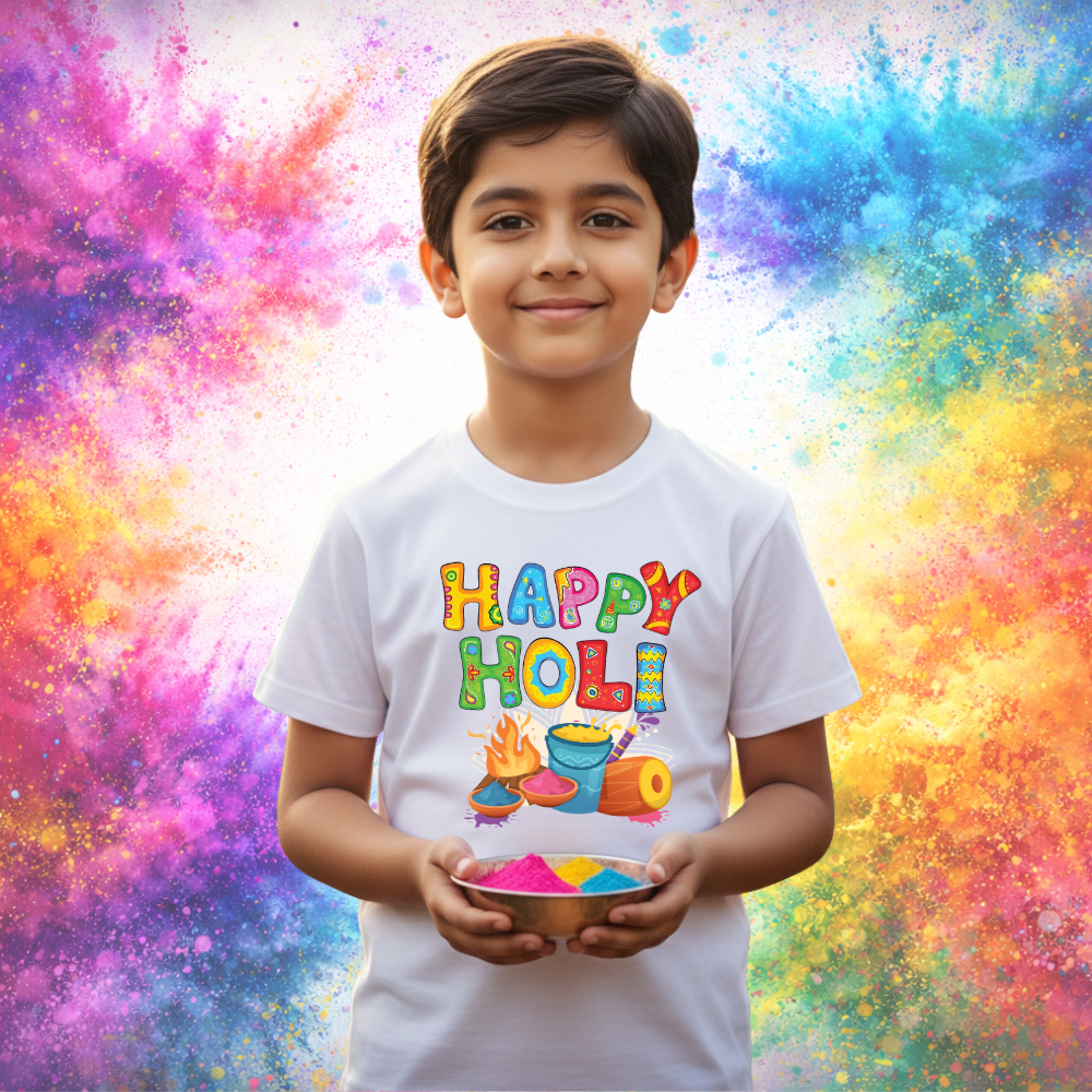 Happy Holi Ki TShirt for Family, Friends & Couples
