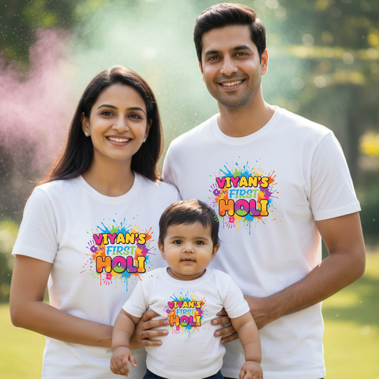 Family Holi Celebration T Shirts – Matching Holi Outfits for Parents and Children