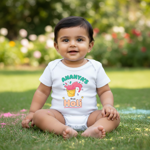 Holi Infant Clothes – Adorable Festival Jumpsuit - WHITE - 0 - 3 Months (Chest 18")
