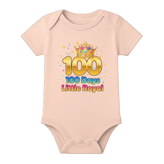 100th Day Celebration Romper Soft Cotton Baby Outfit - BABY PEACH - 0 - 3 Months (Chest 18")