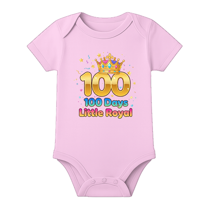 100th Day Celebration Romper Soft Cotton Baby Outfit - BABY PINK - 0 - 3 Months (Chest 18")