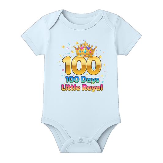 100th Day Celebration Romper Soft Cotton Baby Outfit - BABY SKY - 0 - 3 Months (Chest 18")