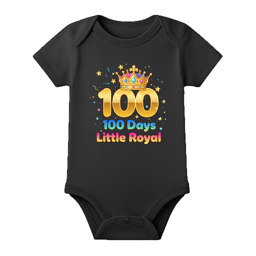 100th Day Celebration Romper Soft Cotton Baby Outfit - BLACK - 0 - 3 Months (Chest 18")