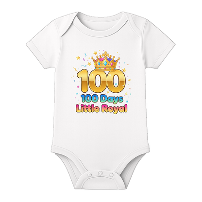 100th Day Celebration Romper Soft Cotton Baby Outfit - WHITE - 0 - 3 Months (Chest 18")
