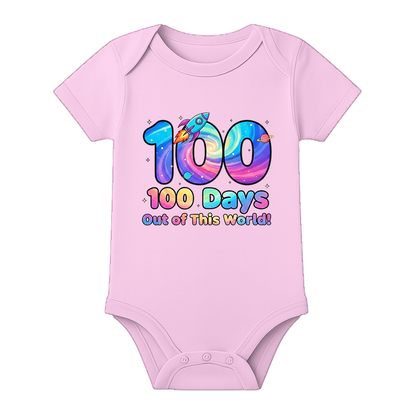 My 100th Day Baby Onesie Printed Milestone Dress - BABY PINK - 0 - 3 Months (Chest 18")