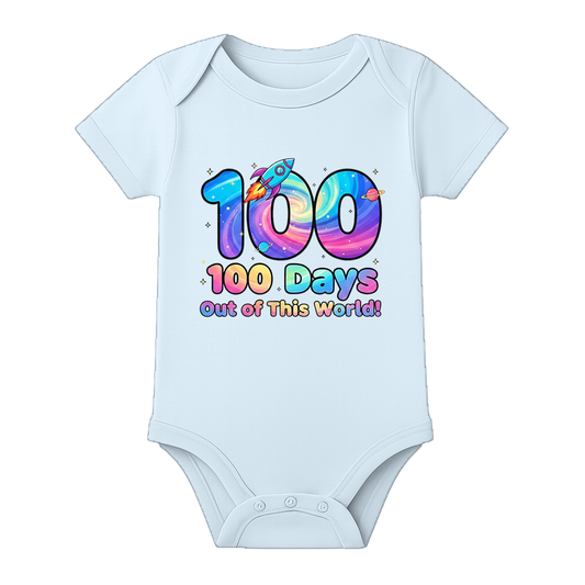 My 100th Day Baby Onesie Printed Milestone Dress - BABY SKY - 0 - 3 Months (Chest 18")