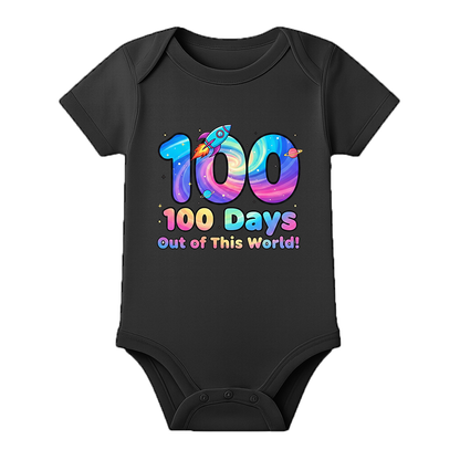 My 100th Day Baby Onesie Printed Milestone Dress - BLACK - 0 - 3 Months (Chest 18")