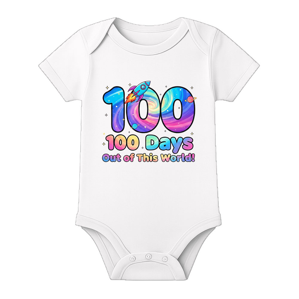 My 100th Day Baby Onesie Printed Milestone Dress - WHITE - 0 - 3 Months (Chest 18")