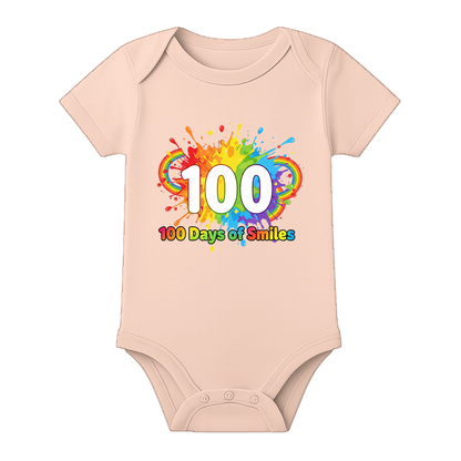 100 Days Completed Baby Romper Indian Celebration Special - BABY PEACH - 0 - 3 Months (Chest 18")