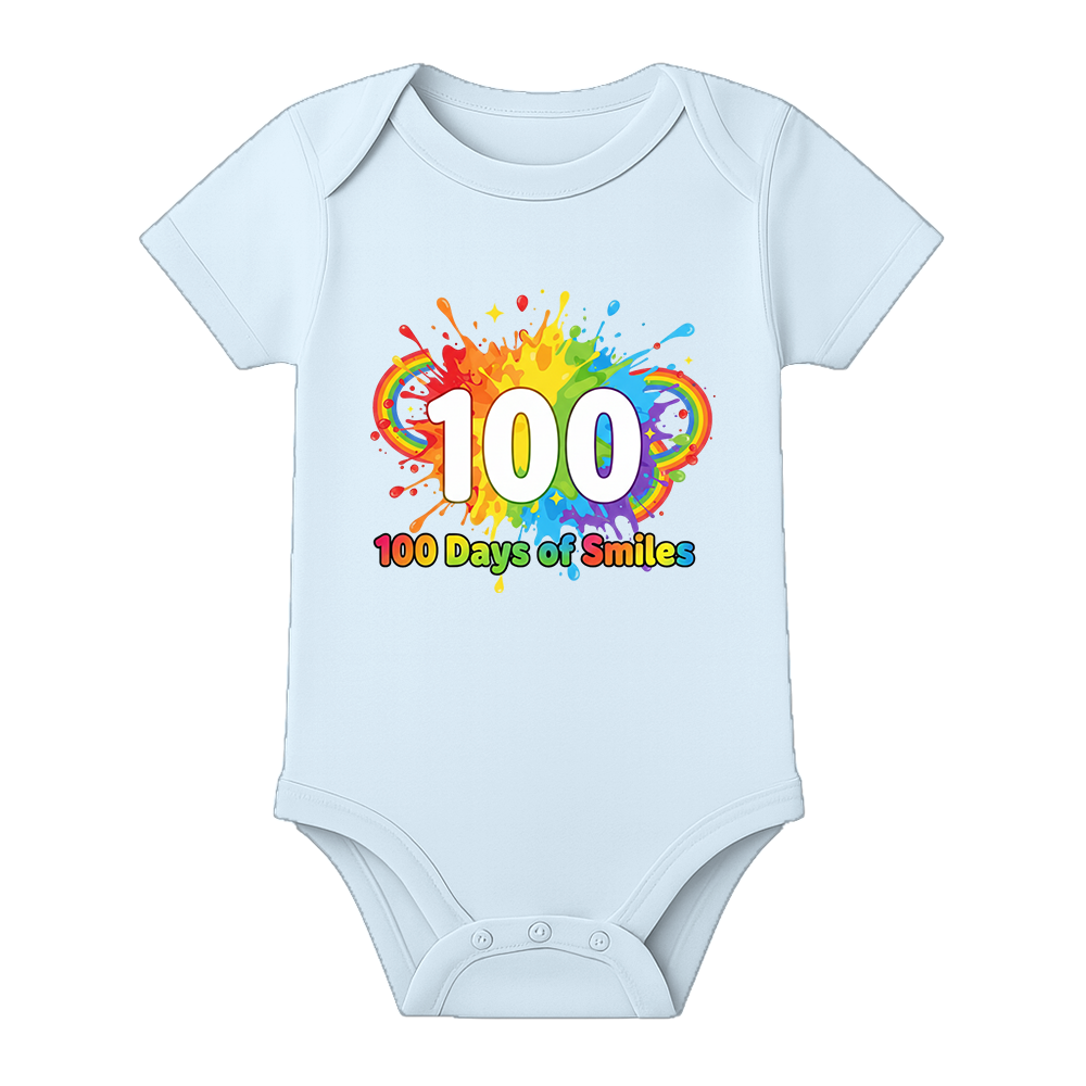 100 Days Completed Baby Romper Indian Celebration Special - BABY SKY - 0 - 3 Months (Chest 18")