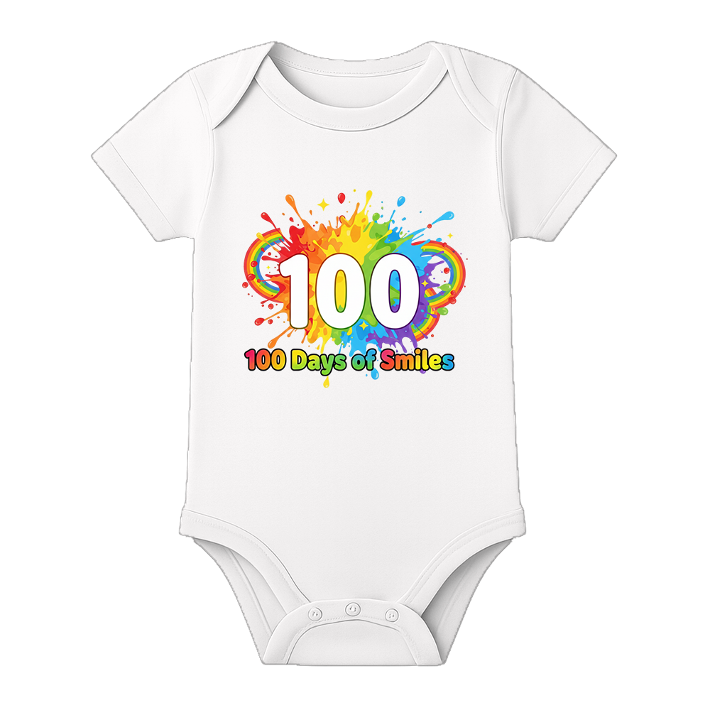 100 Days Completed Baby Romper Indian Celebration Special - WHITE - 0 - 3 Months (Chest 18")