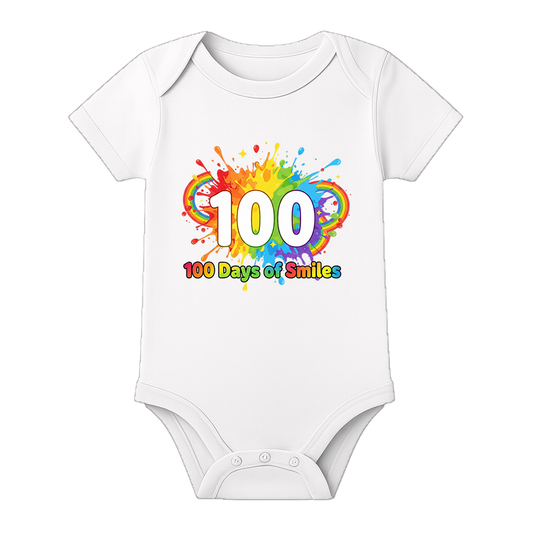 100 Days Completed Baby Romper Indian Celebration Special - WHITE - 0 - 3 Months (Chest 18")