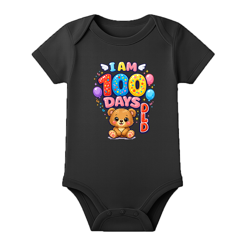 100 Days Baby Romper for Photoshoot and Function - BLACK - 0 - 3 Months (Chest 18")