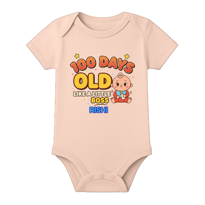 100 Days Celebration Onesie for Newborn Baby - BABY PEACH - 0 - 3 Months (Chest 18")