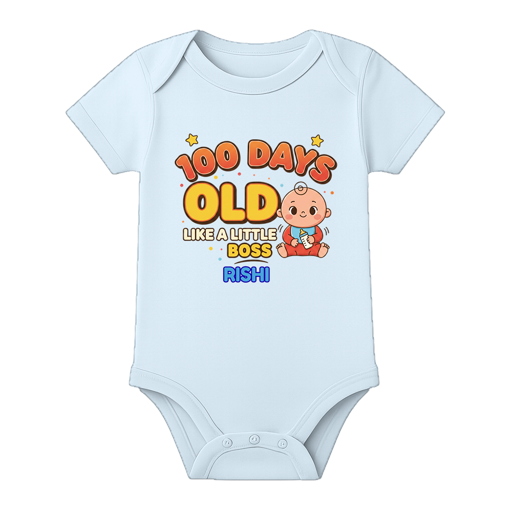 100 Days Celebration Onesie for Newborn Baby - BABY SKY - 0 - 3 Months (Chest 18")