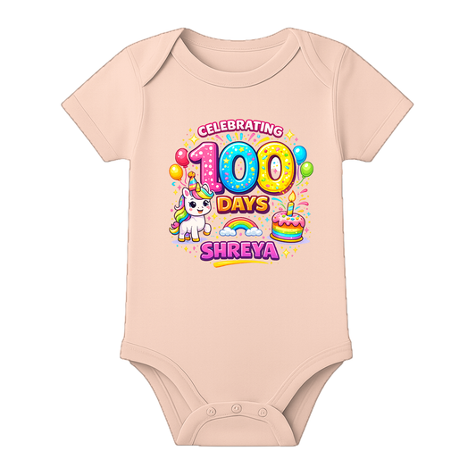 100 Days Old Baby Romper Soft Cotton Outfit - BABY PEACH - 0 - 3 Months (Chest 18")