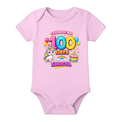 100 Days Old Baby Romper Soft Cotton Outfit - BABY PINK - 0 - 3 Months (Chest 18")