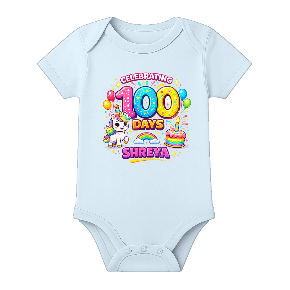 100 Days Old Baby Romper Soft Cotton Outfit - BABY SKY - 0 - 3 Months (Chest 18")
