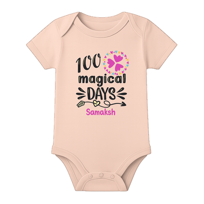 100 Days Baby Boy Onesie Celebration Wear - BABY PEACH - 0 - 3 Months (Chest 18")