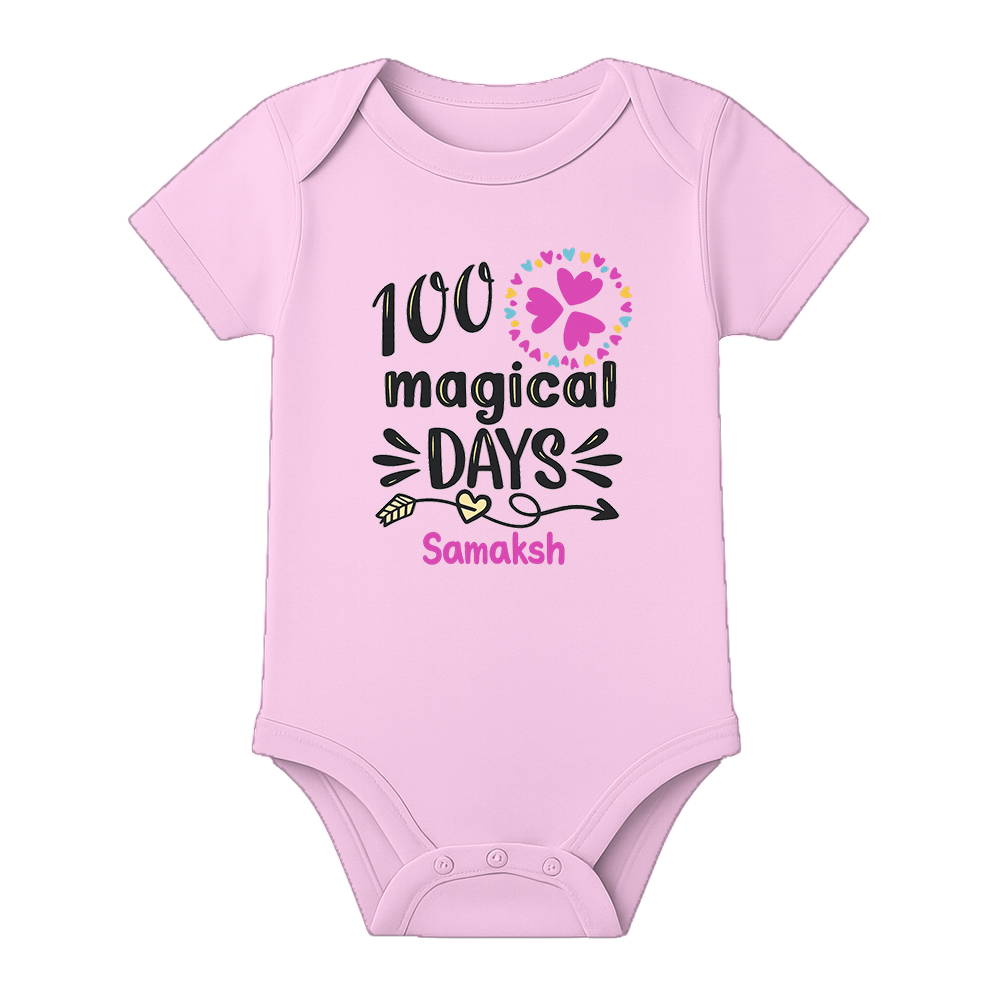 100 Days Baby Boy Onesie Celebration Wear - BABY PINK - 0 - 3 Months (Chest 18")