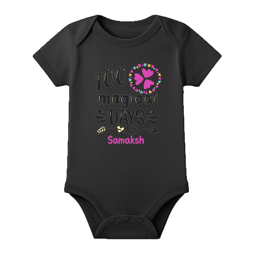 100 Days Baby Boy Onesie Celebration Wear - BLACK - 0 - 3 Months (Chest 18")