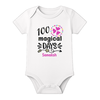 100 Days Baby Boy Onesie Celebration Wear - WHITE - 0 - 3 Months (Chest 18")