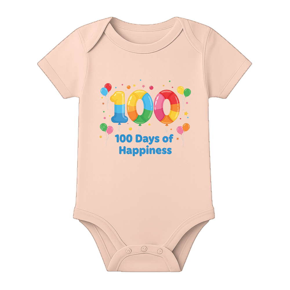 100 Days Milestone Romper for Infant Baby - BABY PEACH - 0 - 3 Months (Chest 18")