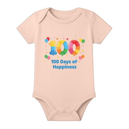 100 Days Milestone Romper for Infant Baby - BABY PEACH - 0 - 3 Months (Chest 18")