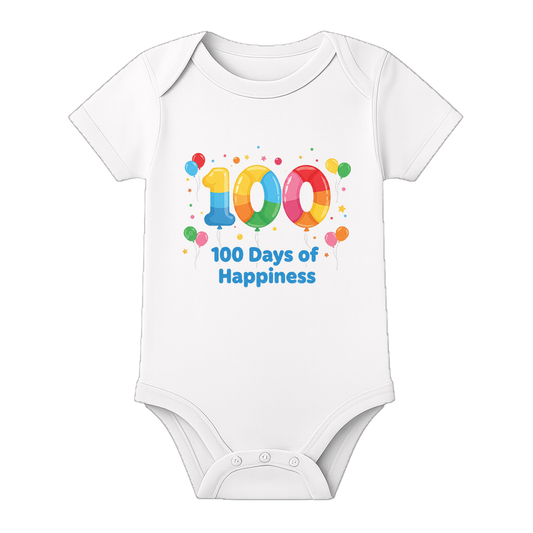 100 Days Milestone Romper for Infant Baby - WHITE - 0 - 3 Months (Chest 18")