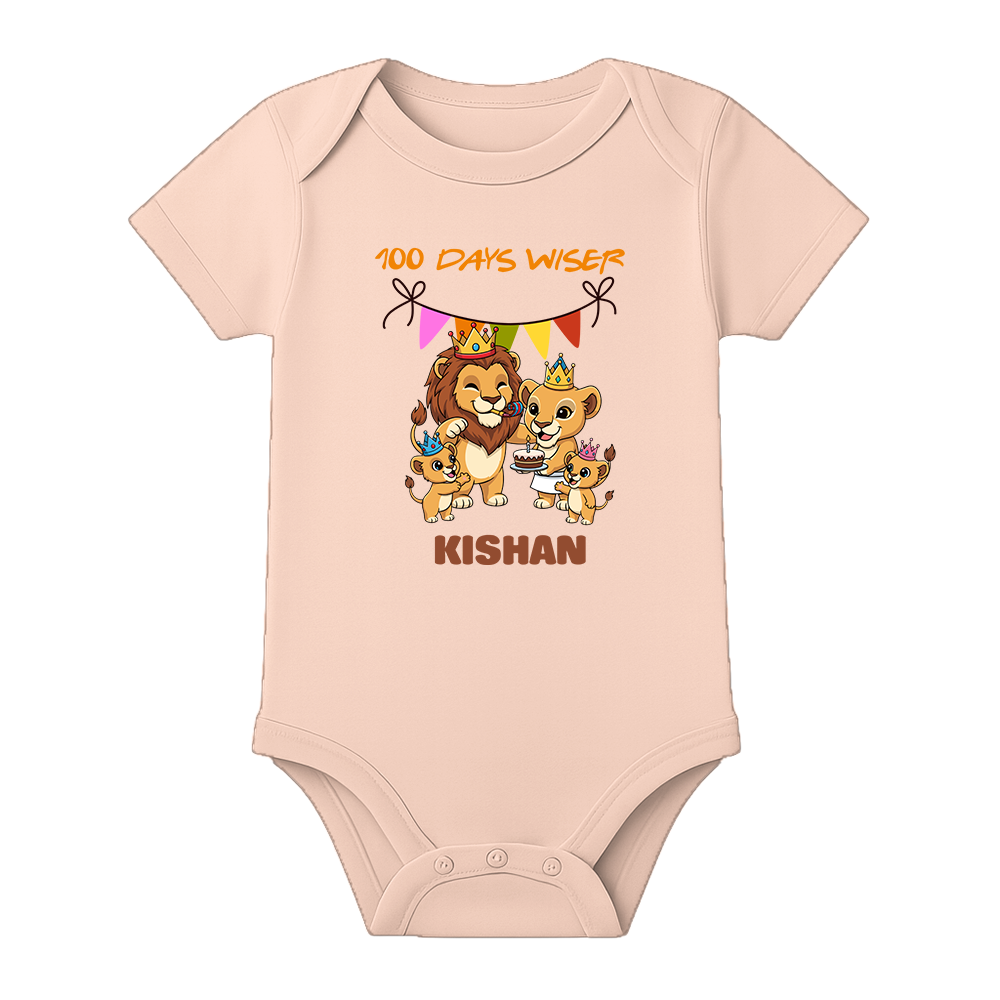100 Days Ceremony Baby Onesie Comfortable Fit - BABY PEACH - 0 - 3 Months (Chest 18")