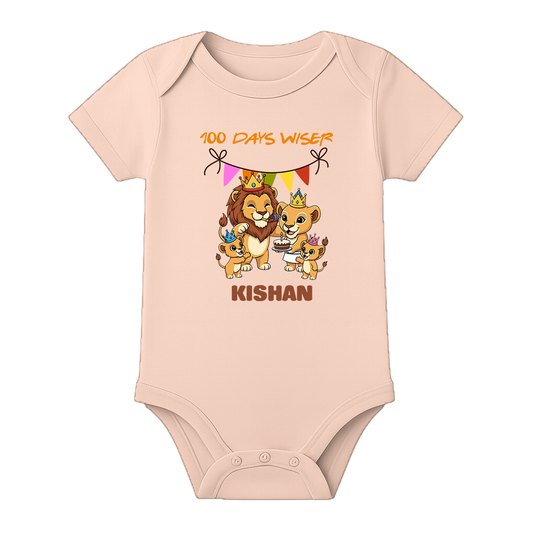 100 Days Ceremony Baby Onesie Comfortable Fit - BABY PEACH - 0 - 3 Months (Chest 18")