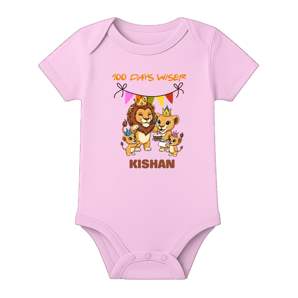 100 Days Ceremony Baby Onesie Comfortable Fit - BABY PINK - 0 - 3 Months (Chest 18")