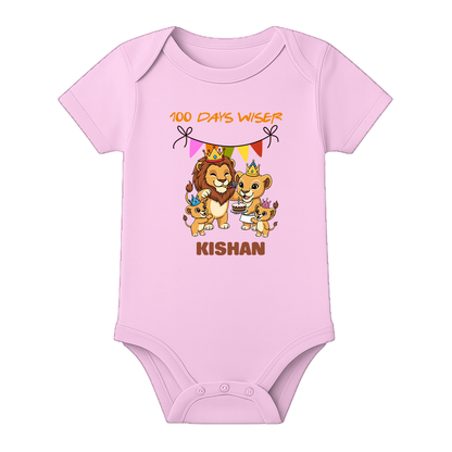 100 Days Ceremony Baby Onesie Comfortable Fit - BABY PINK - 0 - 3 Months (Chest 18")