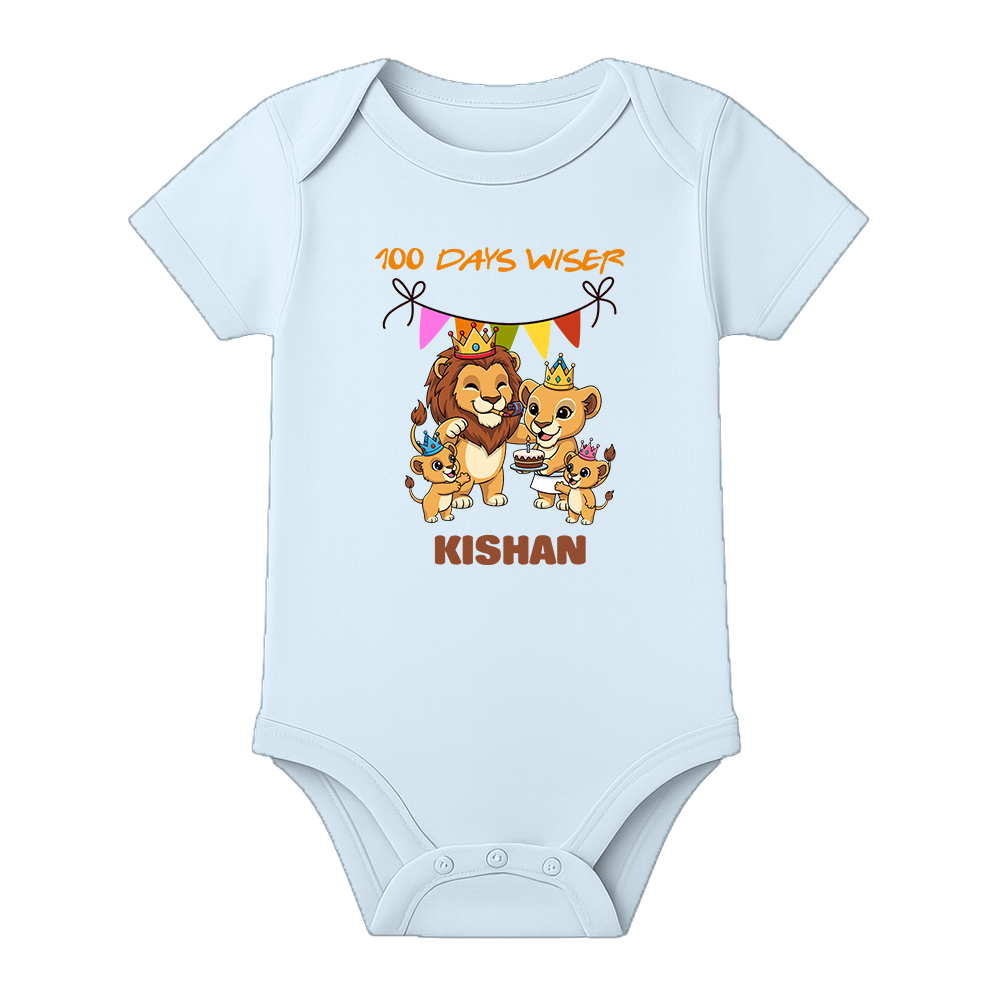 100 Days Ceremony Baby Onesie Comfortable Fit - BABY SKY - 0 - 3 Months (Chest 18")