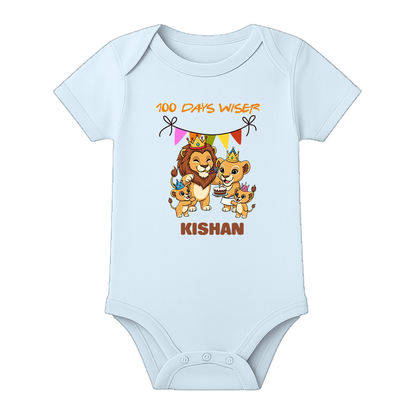 100 Days Ceremony Baby Onesie Comfortable Fit - BABY SKY - 0 - 3 Months (Chest 18")