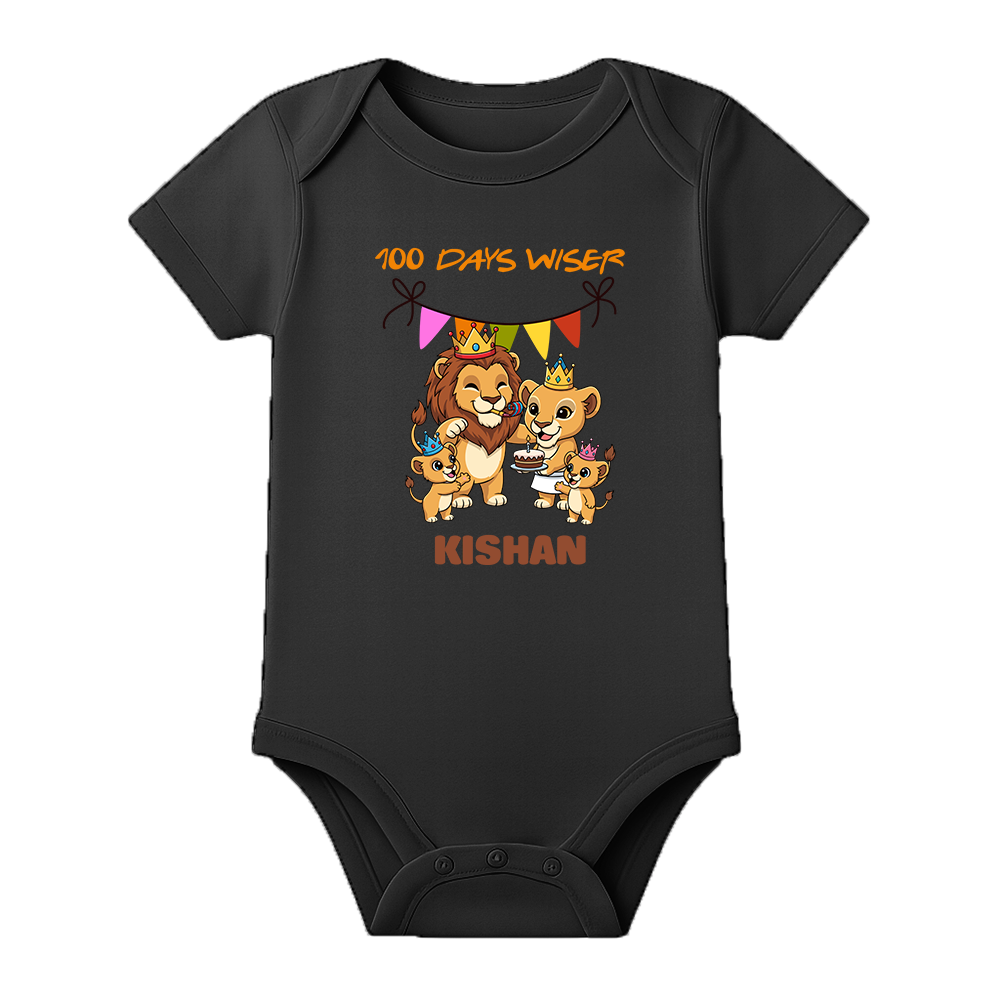 100 Days Ceremony Baby Onesie Comfortable Fit - BLACK - 0 - 3 Months (Chest 18")
