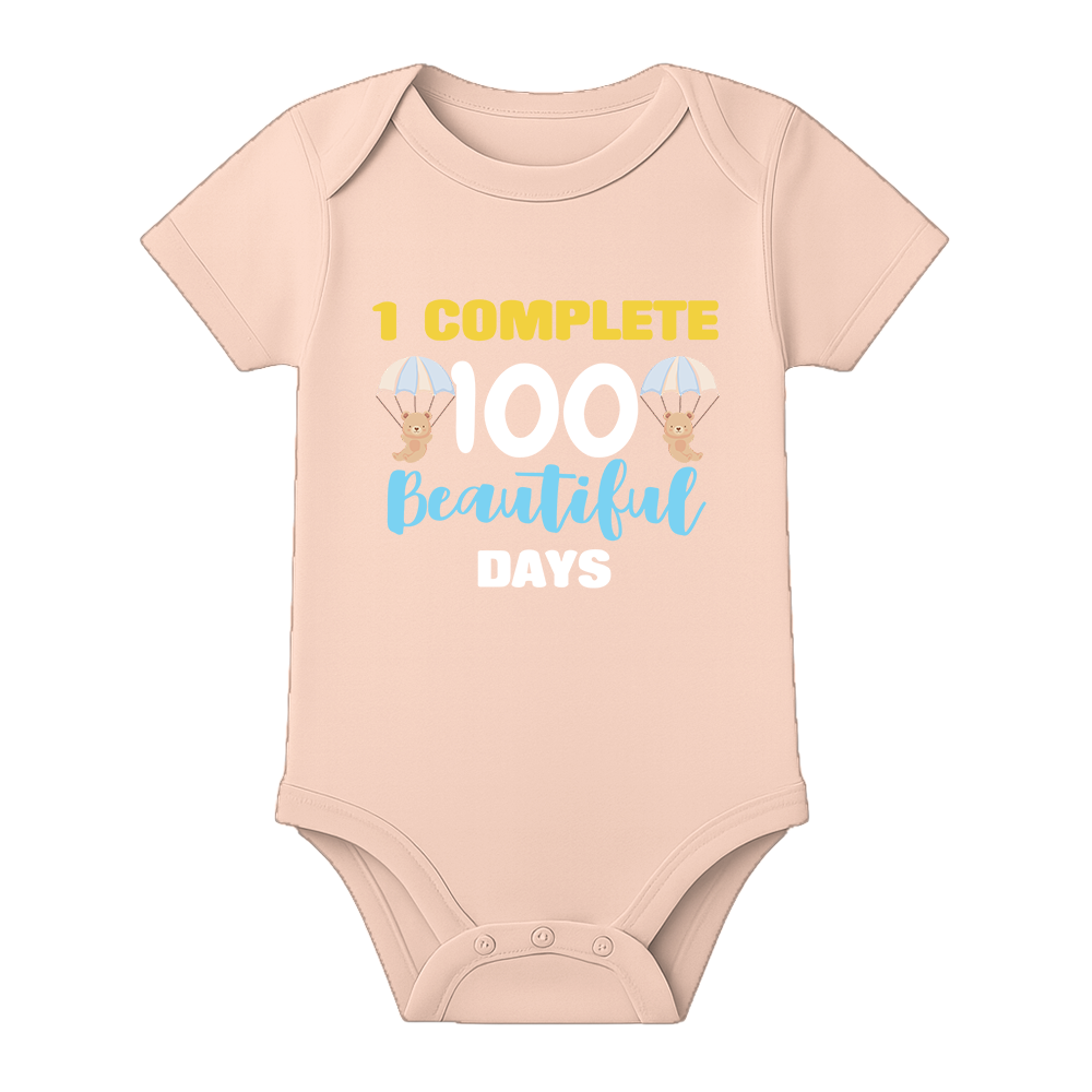 100 Days Baby Outfit Romper for Family Celebration - BABY PEACH - 0 - 3 Months (Chest 18")
