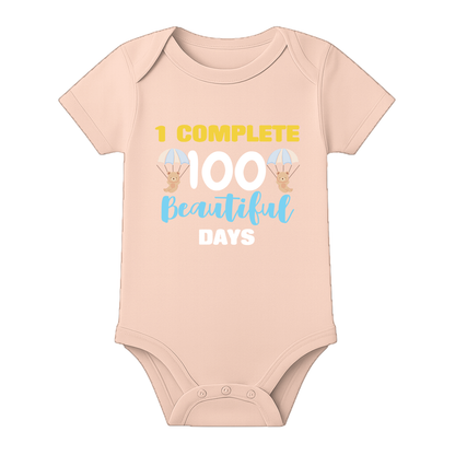 100 Days Baby Outfit Romper for Family Celebration - BABY PEACH - 0 - 3 Months (Chest 18")