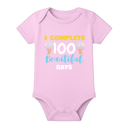 100 Days Baby Outfit Romper for Family Celebration - BABY PINK - 0 - 3 Months (Chest 18")