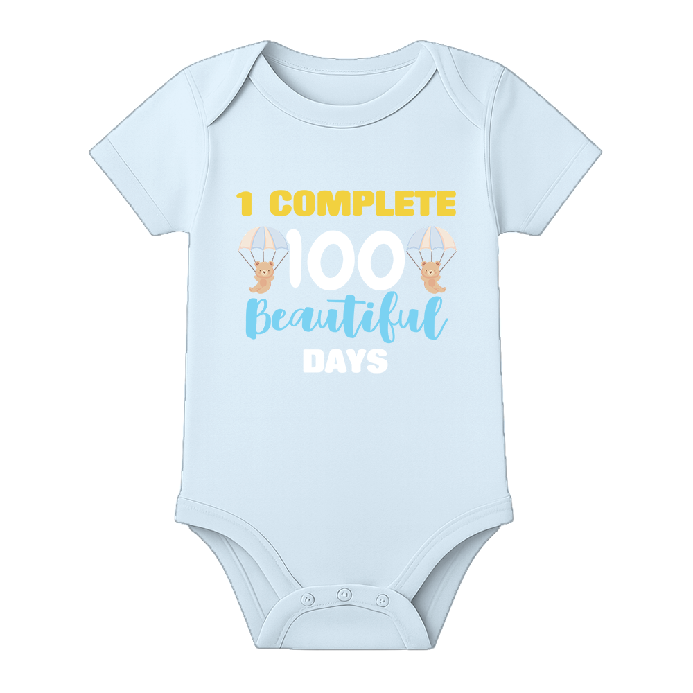 100 Days Baby Outfit Romper for Family Celebration - BABY SKY - 0 - 3 Months (Chest 18")