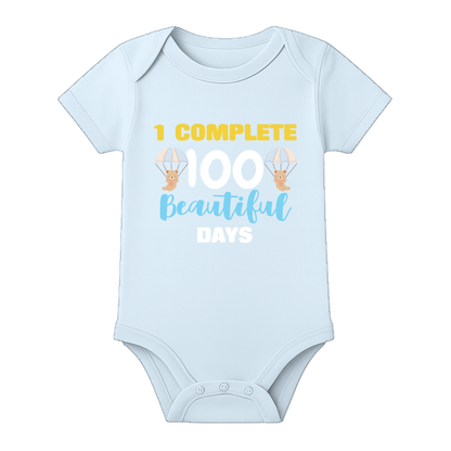 100 Days Baby Outfit Romper for Family Celebration - BABY SKY - 0 - 3 Months (Chest 18")